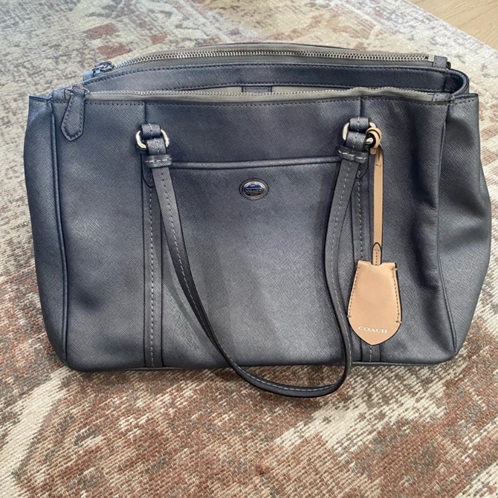 Coach Gray Leather Shoulder Bag
